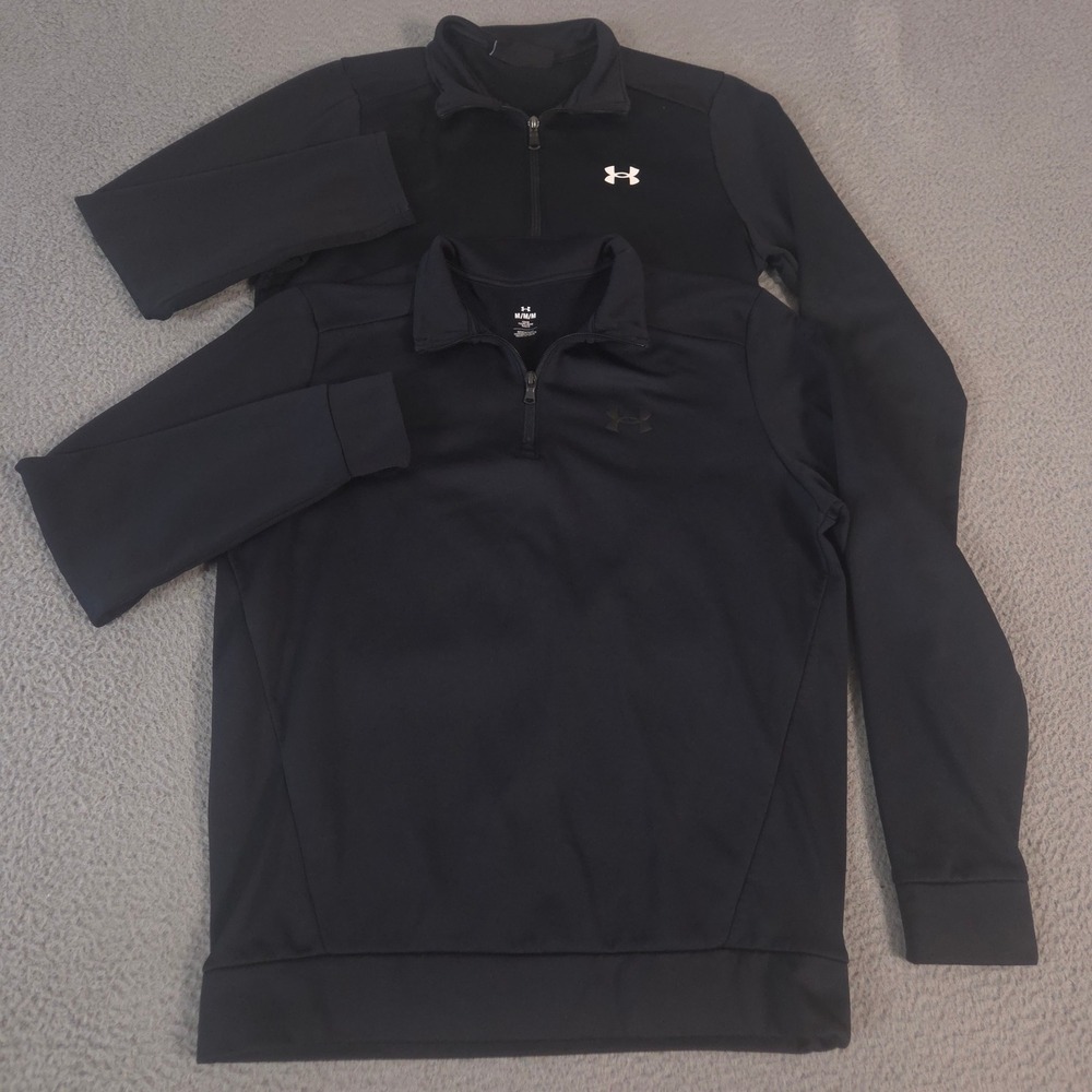 LOT OF 2‎ Under Armour Pullover Mens Medium Black Armour Fleece Zip Performance